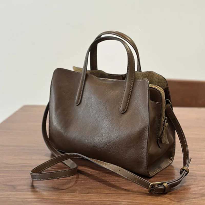 2025 spring new portable top layer cowhide womens casual Tote bag small leather single shoulder crossbody bagT251122