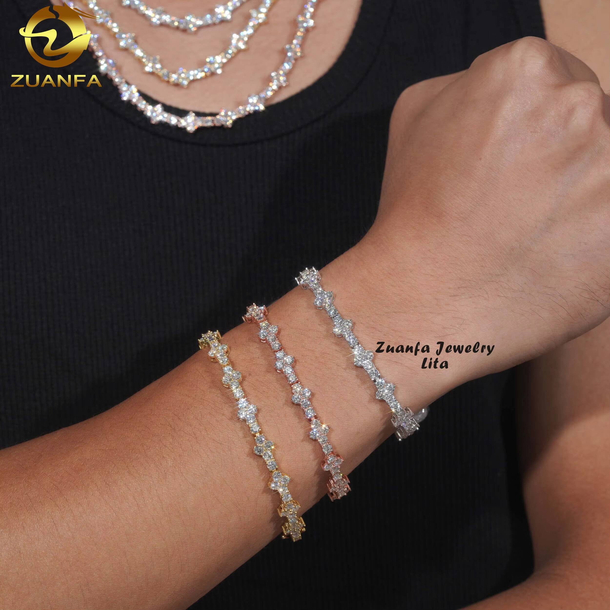 Hot Sale 925 Silver Pass Diamond Tester Gold Plated 3mm Cross VVS Moissanite Tennis Chain