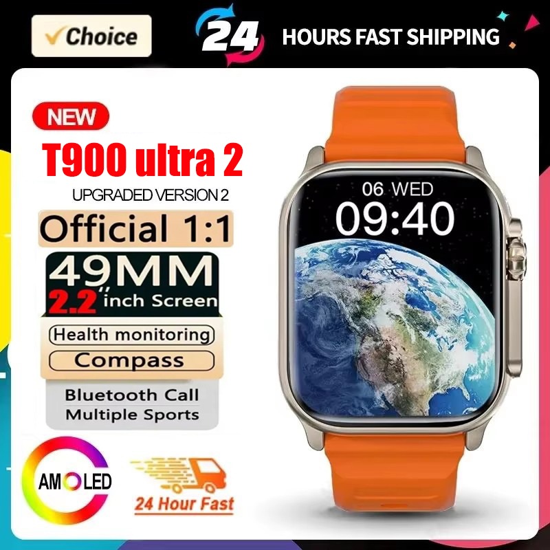 2026 T900 Ultra 2 Smart Watch Men 49mm Series 8 2.3 "AMOLED Screen NFC Compass Waterproof For Apple Watch IWO Ultra 8 Smartwatch