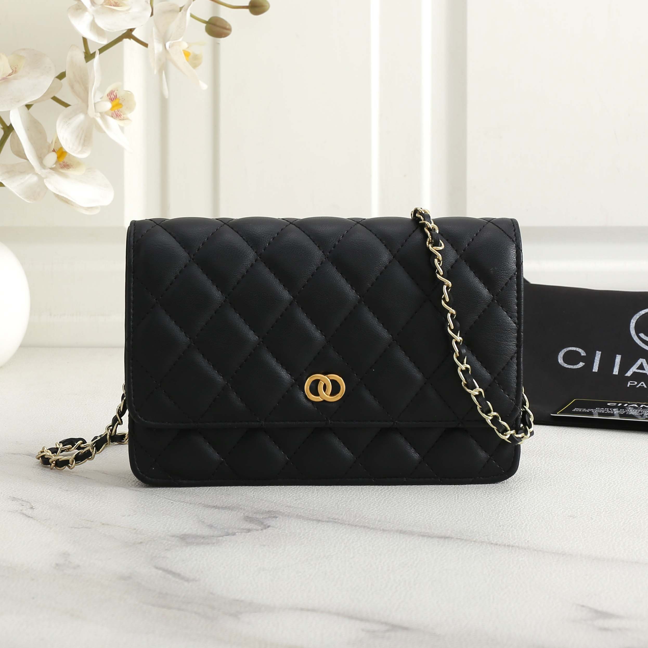 Designer bag shoulder bag WOC wealth bag luxury women's caviar pattern cover silver buckle diamond pattern leather chain particles embossed calf leather mahjong bag