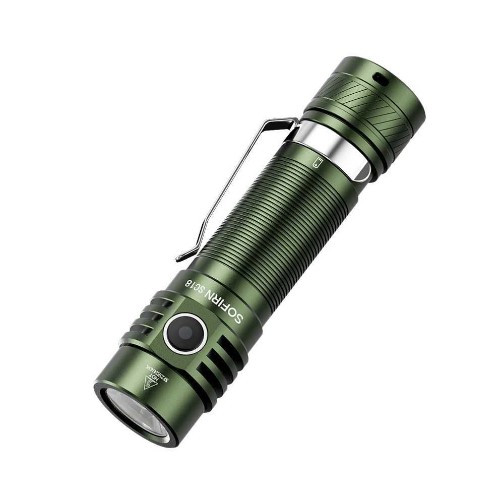 Sofirn SC18 1800lm EDC Flashlight USB C Rechargeable SST40 LED 18650 Torch TIR Optics Lens Lantern with Power Indicator C251122