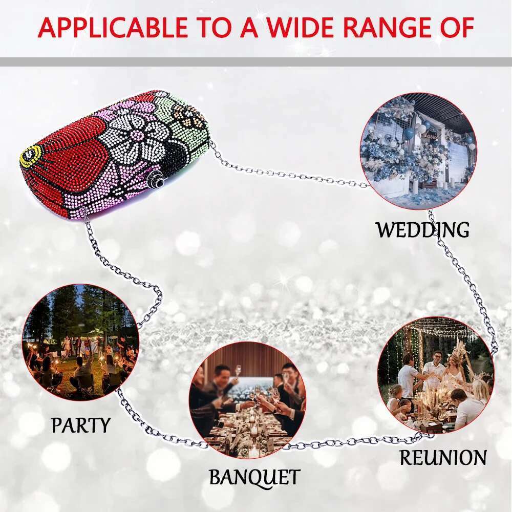 Italy's latest design elegant ladies wedding party dinner gift crystal multi-colored evening clutch b designer bag women bag