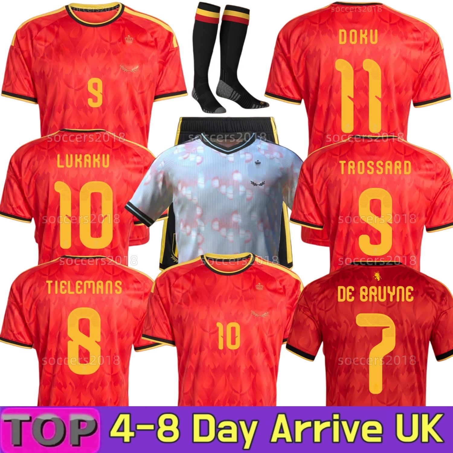 BELGIUM 2026 World Cup soccer jerseys DE BRUYNE Doku R. LUKAKU E. HAZARD WITSEL TROSSARD 25 26 Home MERTENS BATSHUAYI TIELEMANS T.HAZARD Player football shirt Men Kids