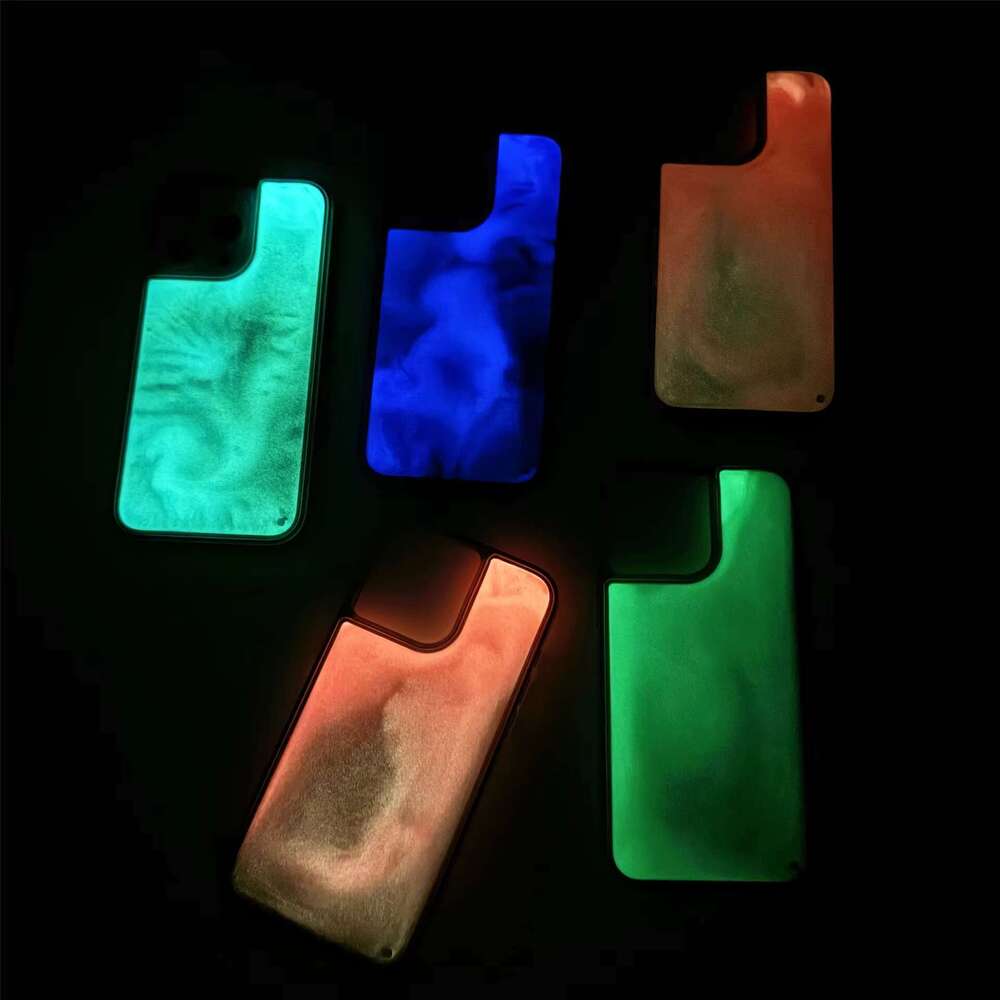 Luminous Quicksand Electroplating Plus Gel Acrylic Phone Case TPU PC Bumper Anti-Fall Cover for iPhone 16 15 14 13 12