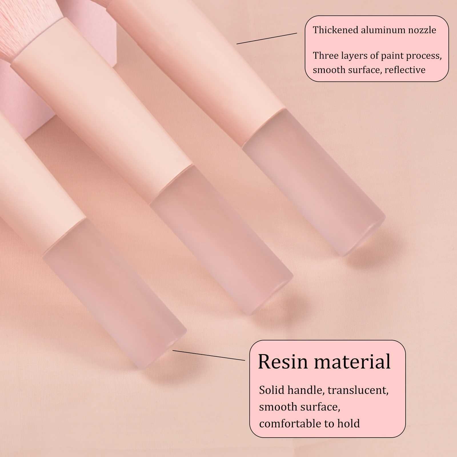 10 pink mini makeup brushes with storage bag foundation contouring brush eyeshadow brow brush - Makeup puff portable makeup C251122