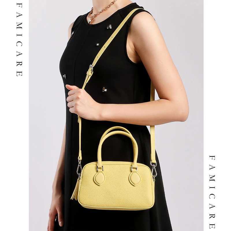 2025 New Womens Mini Casual Single Shoulder Crossbody Ladies Fashion Versatile Genuine Leather Boston Handbag Girls Pillow BagT251122