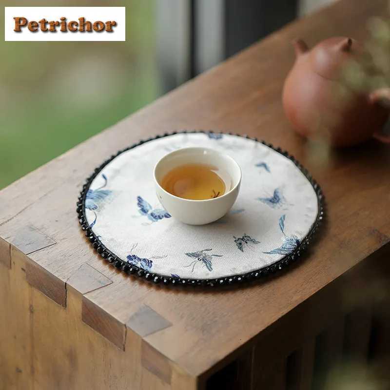 Bird Butterfly Language Double-sided Tea Table Mats Luxury Drink Coaster Dinner Table Cloth Mat Tea Ceremony Equipment Ornaments C251122