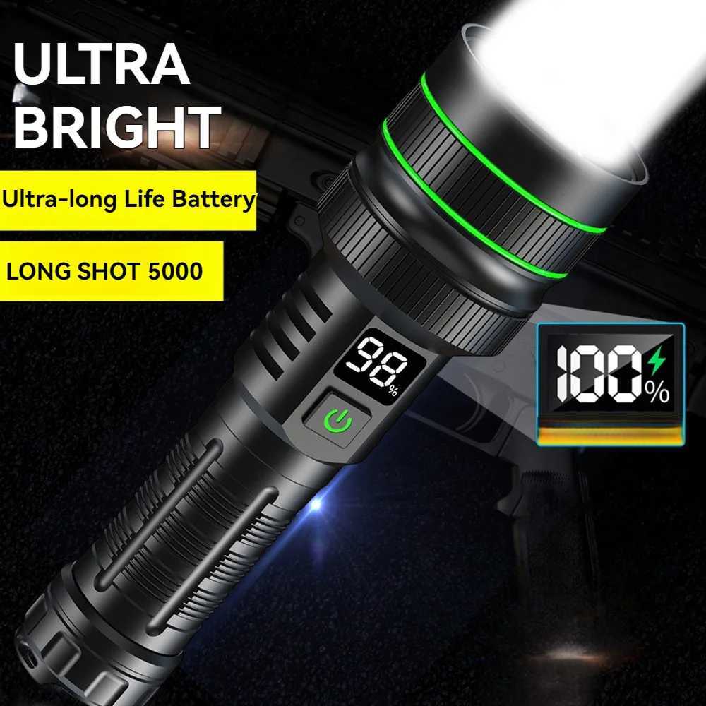 Most Powerful Long Shot LED Flashlight Zoomable Camping Torch Built-in 26650 Battery High Power Tactical Lantern for Outdoors C251122