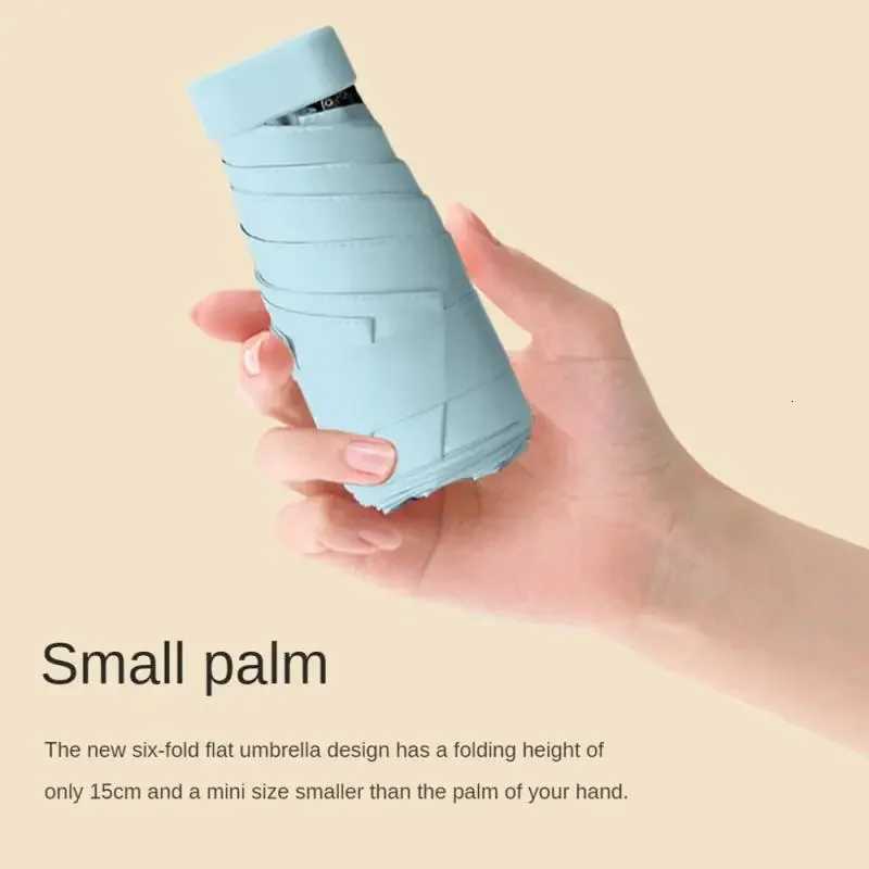 1pc Popular Multi-color Folding Portable Mini Pocket Umbrella Six-fold Umbrella Rainy And Sunny Dual-use UmbrellaM251122