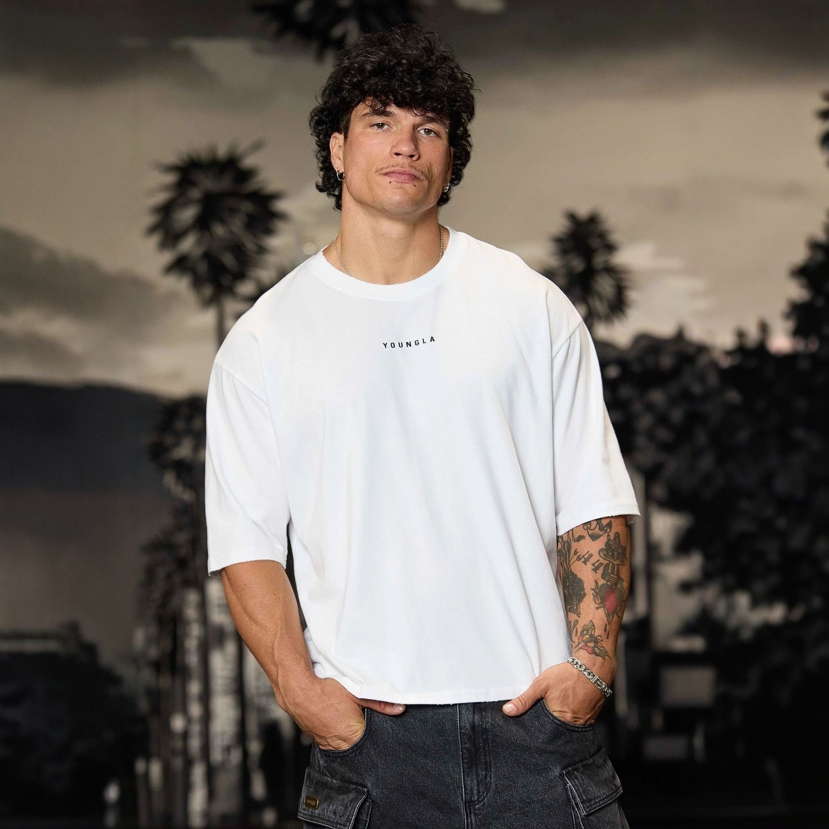 Designer t shirt Men Fashion YOUNG LA American style new for summer men s casual loose fashion brand printed cotton short sleeved sports T shirt