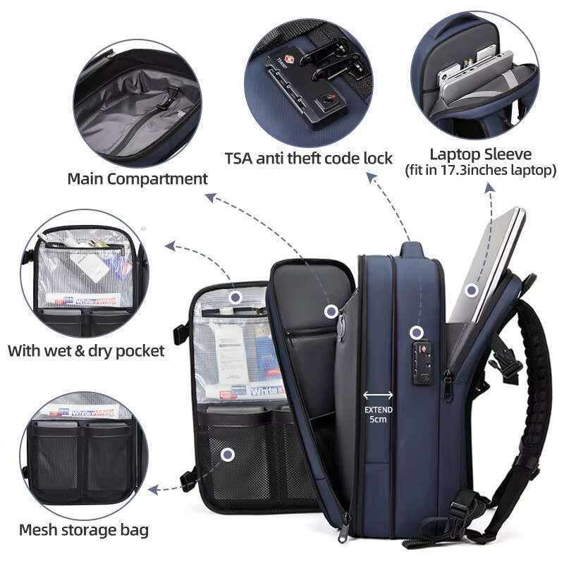 60L Capacity Vacuum Suitable For Travel Expandable Backpack With Dry And Wet Compartments
