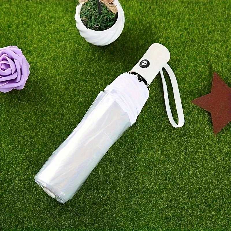 1pc-Korean Transparent Umbrella Folding Automatic Open And Close Umbrella Mori Three-fold Student Sunny UmbrellaM251122
