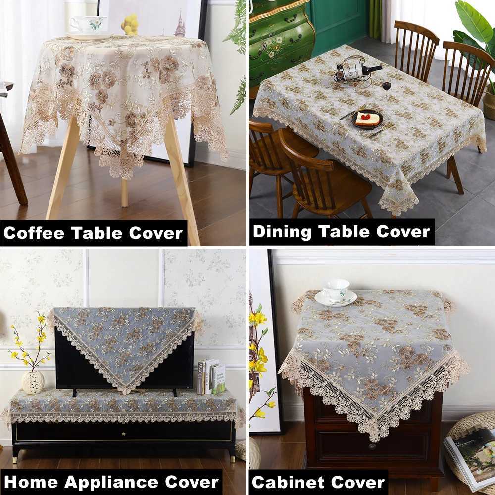 Battilo Rectangular Tablecloth Lace Table Cover Luxury Embroidered Coffee Tablecloths for Dining Tables Home Wedding Decoration C251122