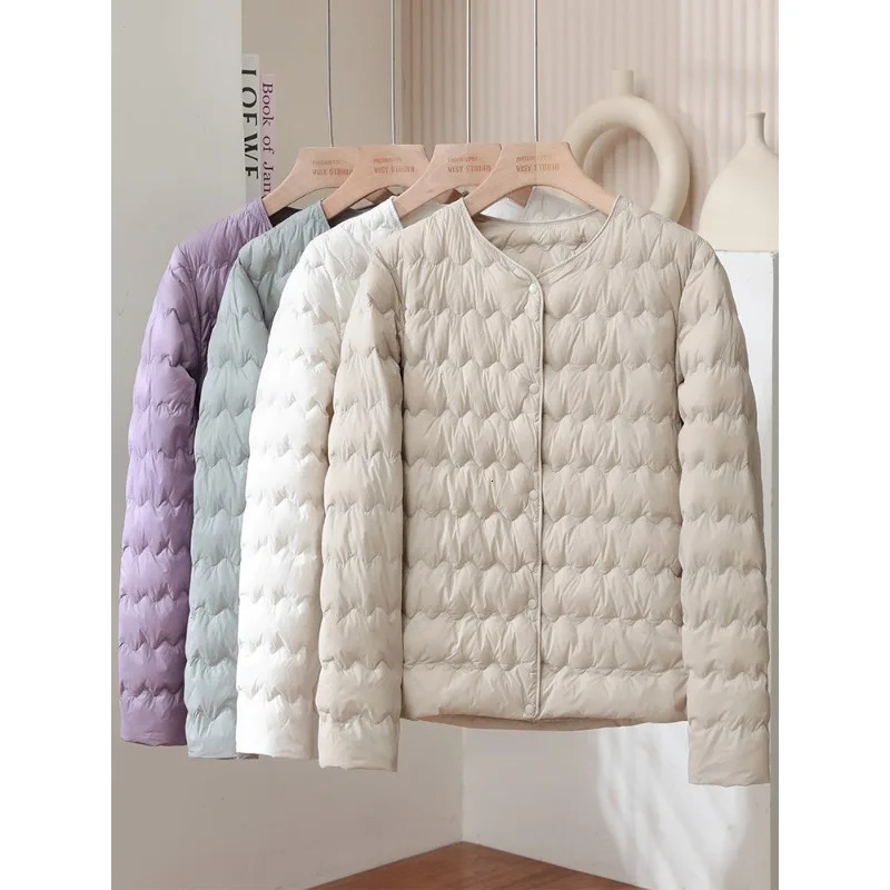 Womens Fashion Lightweight Down Jacket Trendy Cropped FallWinter Style White Duck Insulated Coat 251112