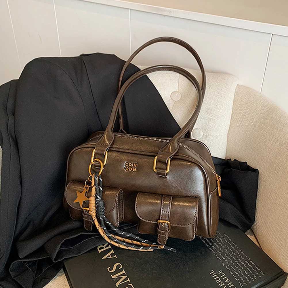 Women Leather Retro Shoulder Bag Zipper Closure Casual Purse Tote Handbag Shoulder Tote Handbag Trendy Purse Bag for Work TravelT251122