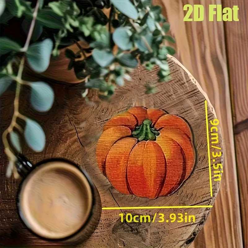 4/6pcs 2D 4in Pumpkin Shaped Wooden Coasters Colorful Print Anti-Slip Coffee Mats Kitchen Dining Room Decorative Accessories C251122