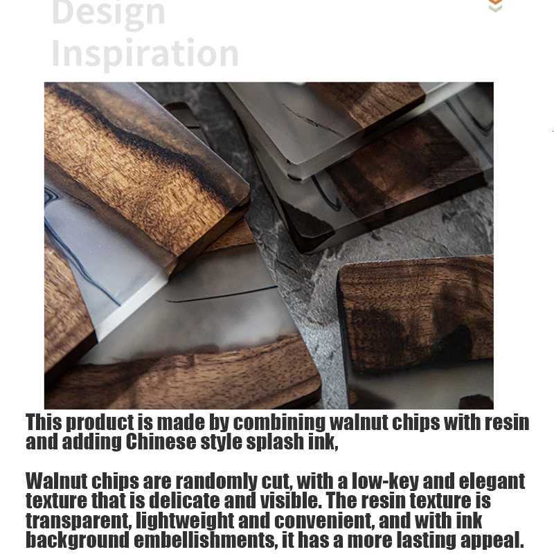 Walnut Wood Tea Coffee Cup Pad Placemats Creative Resin Heat Resistant Mat Drink Insulation Coaster Square/Round Table Decor C251122