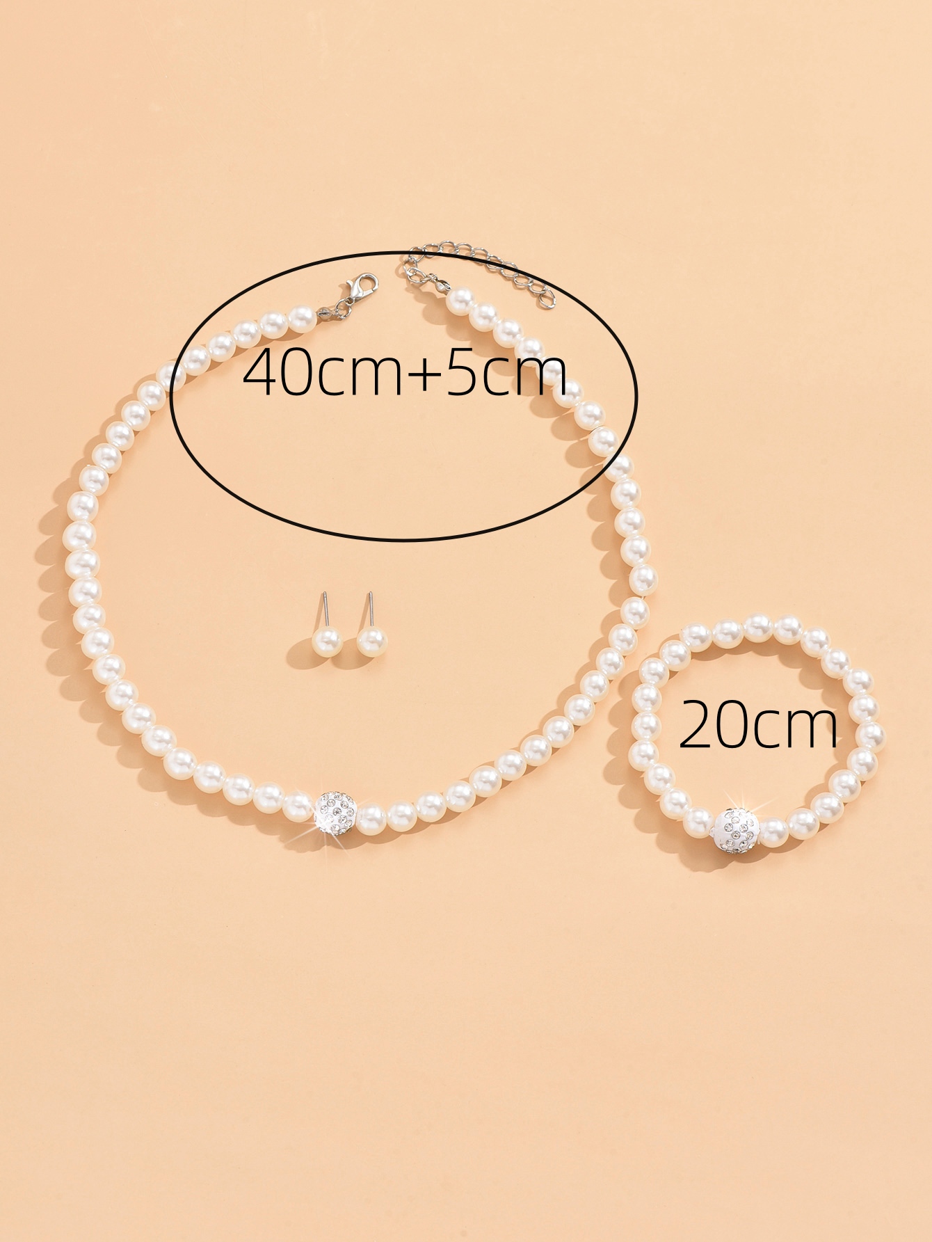 4-piece women's pearl bracelet, earring, necklace, jewelry set, party, holiday, travel outfit, gift