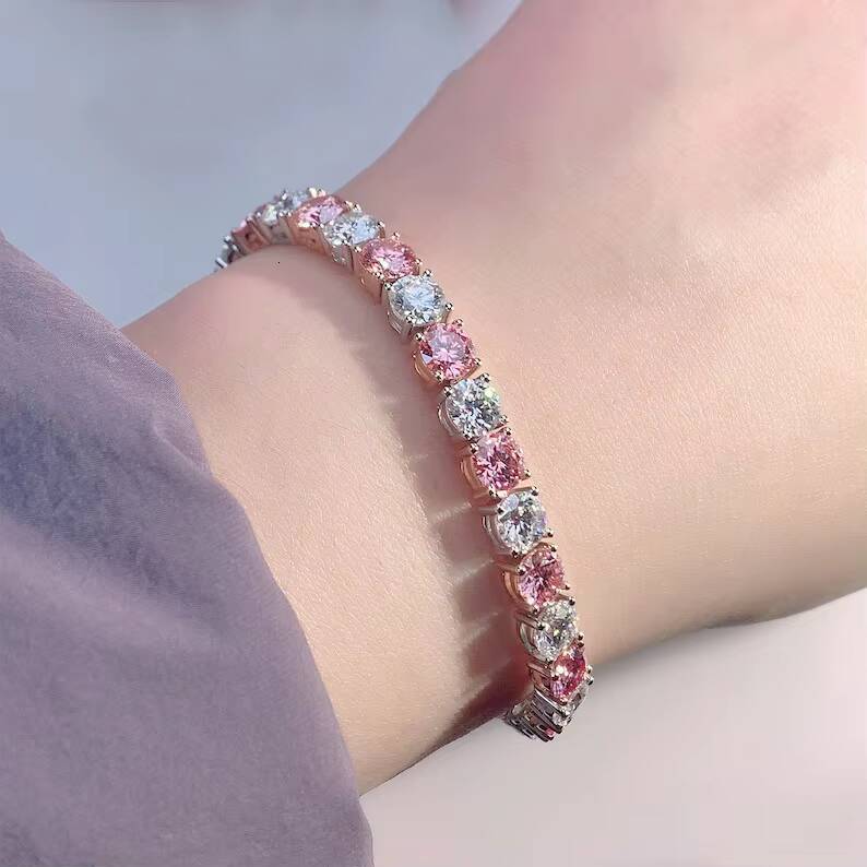 Good Quality VVS Moissanite Iced Out Simple Bracelet 925 Sterling Silver Hiphop Moissanite Tennis Bracelet