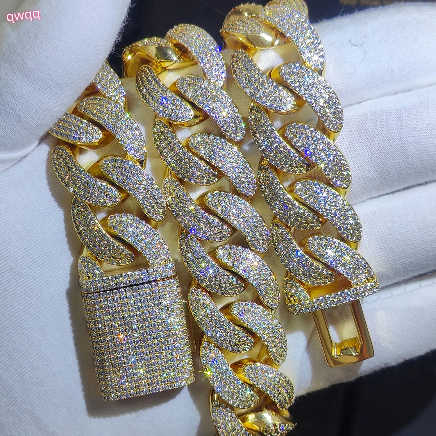 20MM Bling Diamond Cuban Chain Necklace 18K Gold Silver Plated Cuban Link Chain For Women Hip Hop Fashion Jewelry