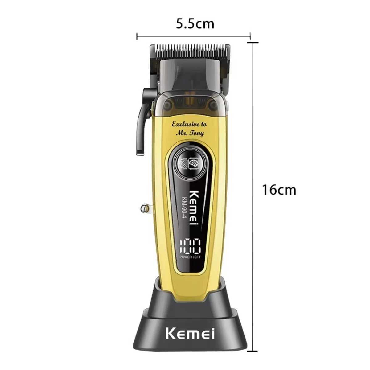 Kemei Professional 500 RPM Barber Rechargeable Trimmer Brushless Motor Mens Hair Clipper KM-90-4 W250422