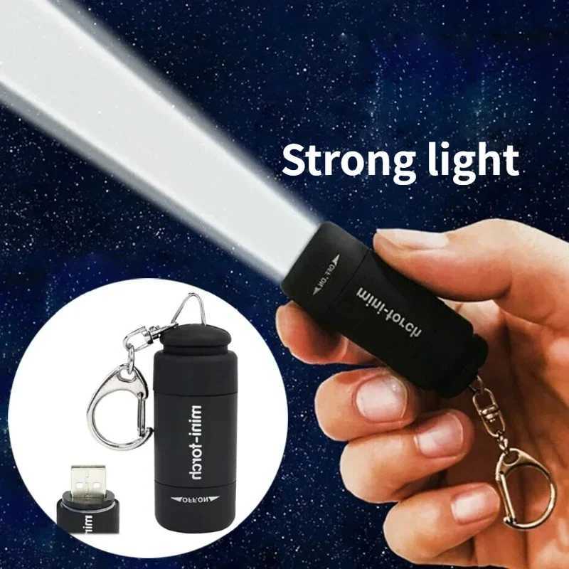 Pocket Keychain Flashlight Waterproof Outdoor Hiking Camping Mini FlashlightUSB Rechargeable LED Multifunctional Strong Light C251122