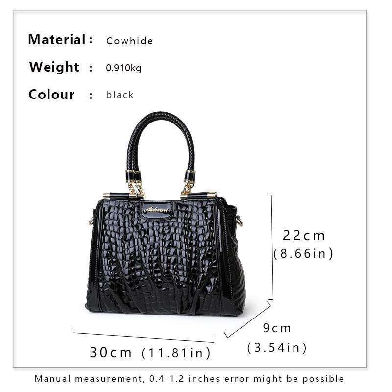Crocodile Print Top Handle Bag Real Casual Tote Elegant Women Handbags Purses Genuine Leather Bag