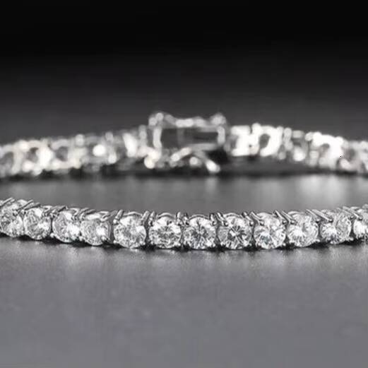 4mm Moissanite Tennis Bracelet 925 Sterling Silver Gold Plated VVS Iced Out Moissanite Tennis Chain