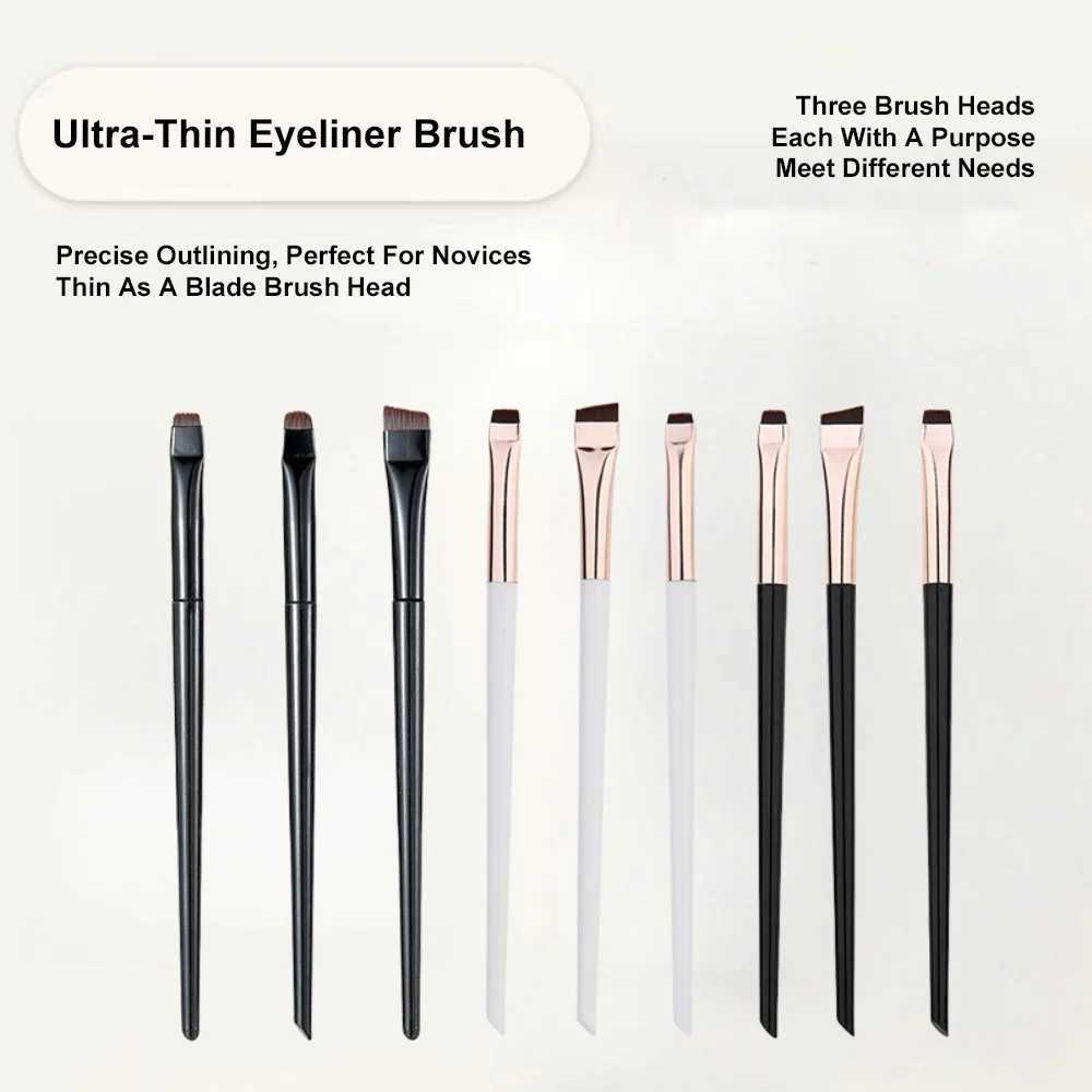3Pcs/set Portable Eyeliner Brush Eyebrow Brush Flat Fine Eye Liner Brow Contour Makeup Brushe Precision Makeup Application C251122
