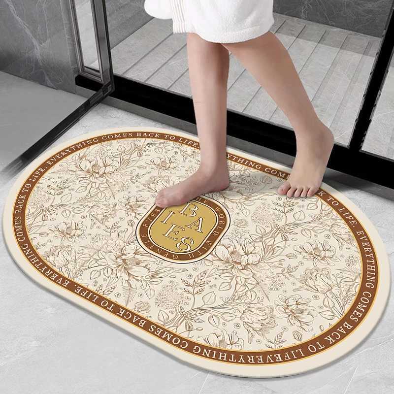 Hard diatom luxury quick-drying floor mat bathroom door water absorption non-slip foot mat toilet small carpetM251122