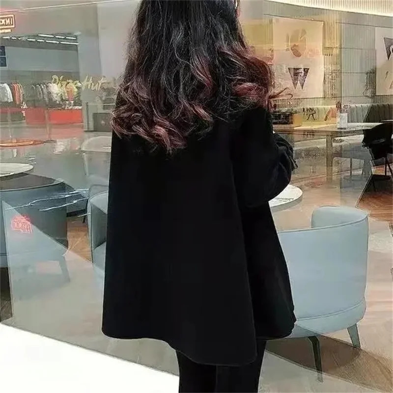 Women Double Sided Cashmere Jacket Autumn Winter Ladies Fashion Short Cloak Woolen Coat Female Leisure Loose Wool Blend Outwear 251112