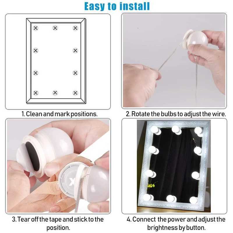 Makeup Mirror LED Light Bulbs Vanity Lights USB 12V Bathroom Dressing Table Lighting Dimmable LED Vanity Light For Mirror Light M251122