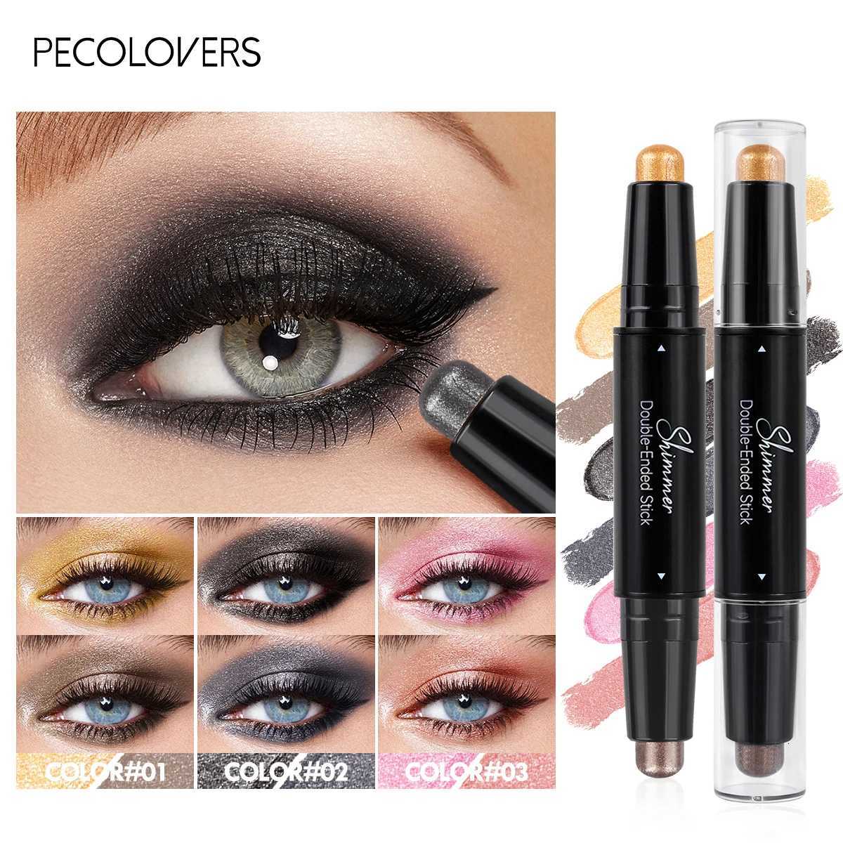 Shimmer Brown Double Head Eyeshadow Stick Colorful High Waterproof Cream Eyes Shadow Pencil Long Lasting Makeup CosmeticT251122