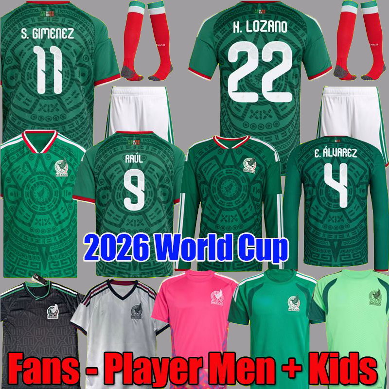 2026 Mexico jersey World Cup Home away Kit soccer jerseys A. VEGA C. HUERTA L. ROMO RAUL football shirts men kids women kits set Third goalkeeper uniform