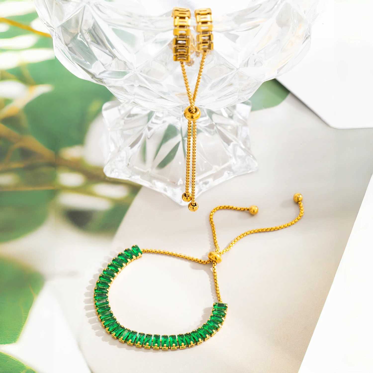 Womens Adjustable CZ Bracelet - Sparkling Zirconia Chain Shines on Hypoallergenic Stainless Steel Dazzling Everyday Jewelry J251122