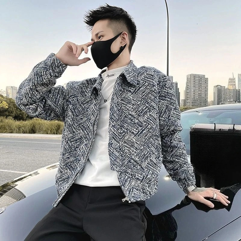 Mens Casual Stylish Short Jacket 2025 Arrival Autumn Winter Fashionable Turn Down Collar Outerwear 251104