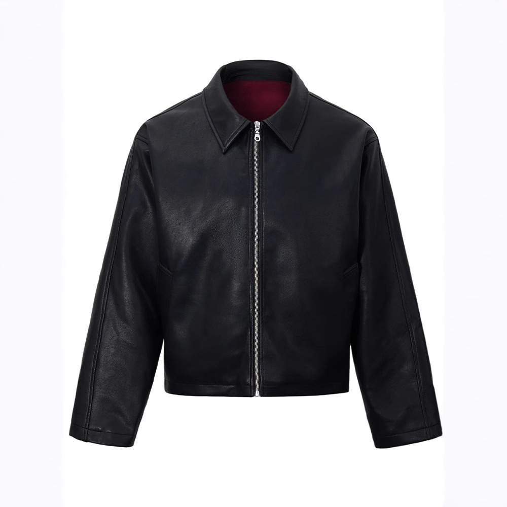 Men's Jackets The new texture of the old money wind short simple cotton PU leather coat coat trend relaxed jacket coat cotton