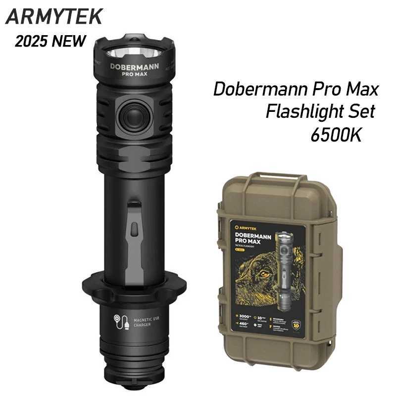 Armytek Dobermann Pro Max Magnet USB Tactical Flashlight Set 2025 New 6500K Cold Light Torch Light Sets C251122
