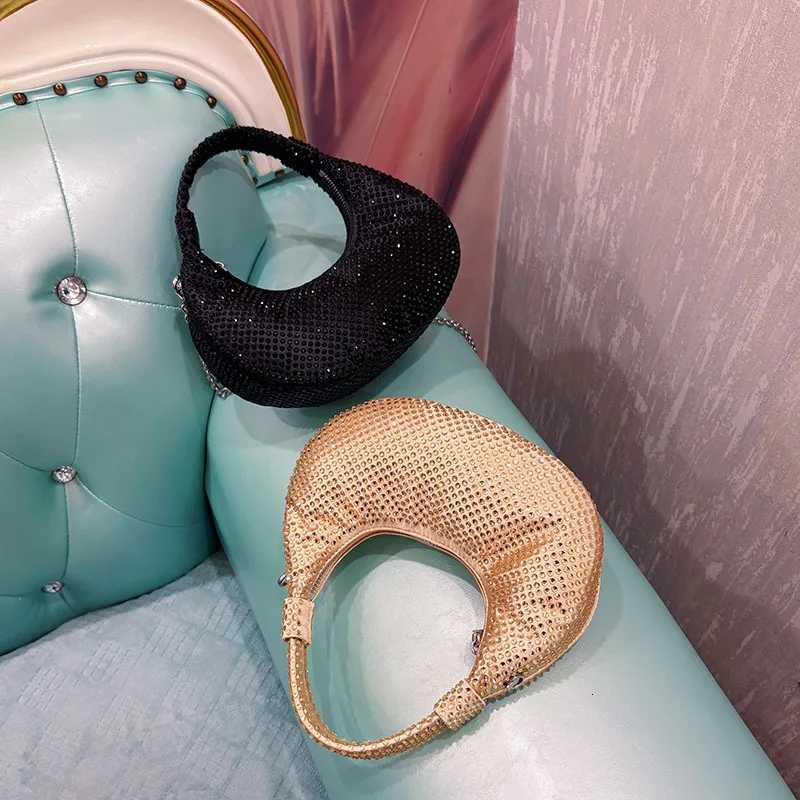 2025 Ladies Shiny Diamond Studded Hot Armpit Bag Womens Light luxury Party Handbag Adult Commuter RETRO Shoulder Bag K251121