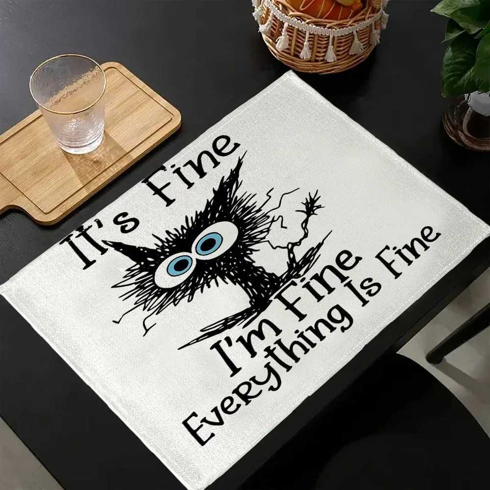 1/4/8PC Aesthetic Cute Cat Placemats Summer Floral and Herbs Plastic Washable Place MatsWatercolor Flower Table Mats C251122