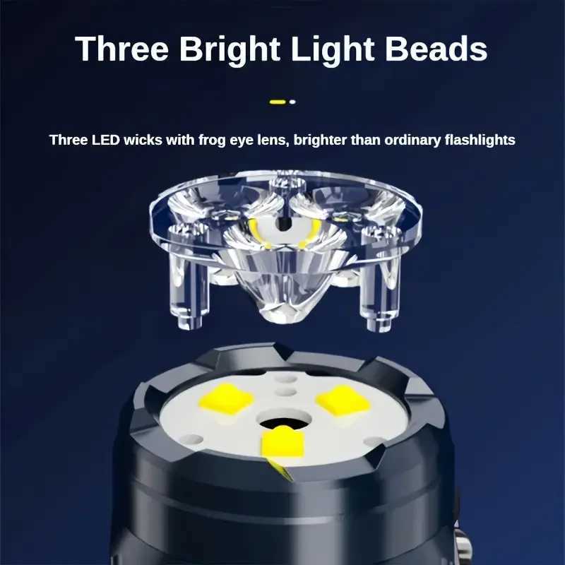 Mini 3LED Flashlight With Pen ClipNight Walking Portable BrightnessRechargeable Waterproof Emergency Spotlight Outdoor Torch C251122