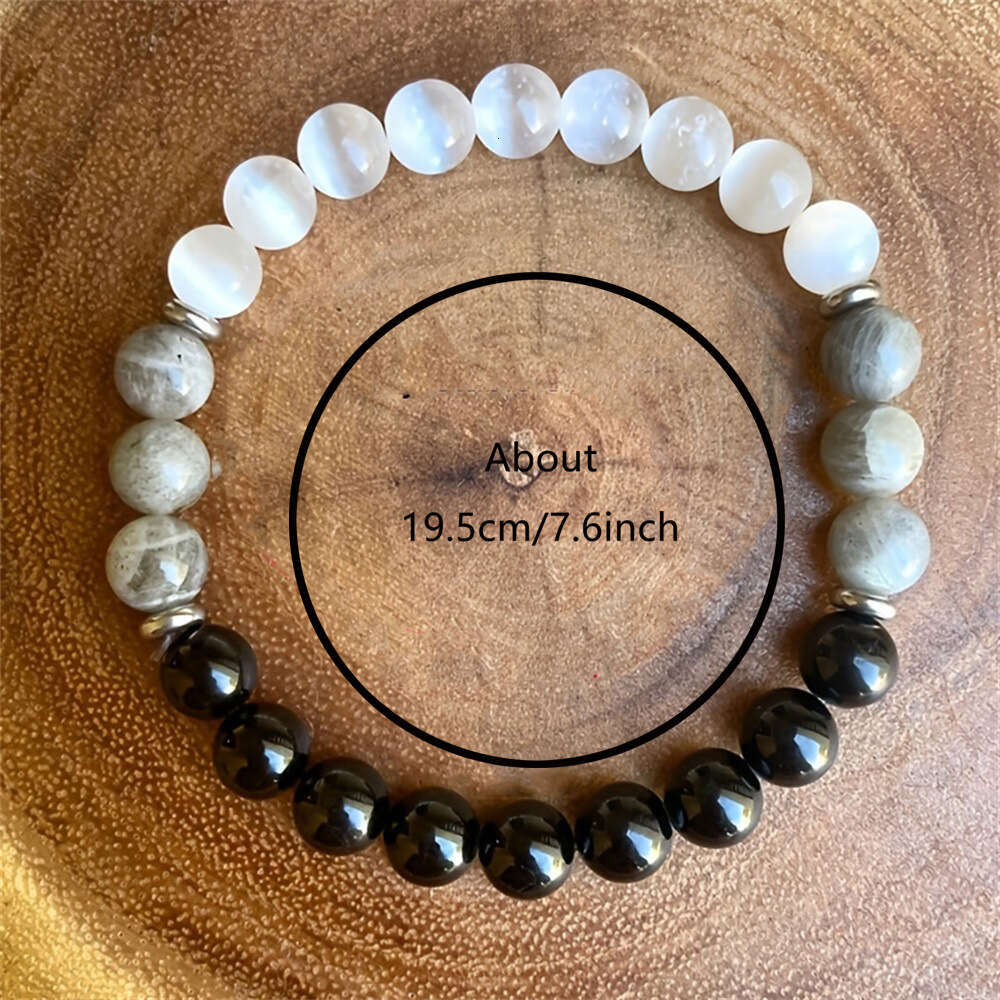 White Cat Eye Natural Map Stone Beaded for Men and Women High end Jewelry Instagram Style Bracelet