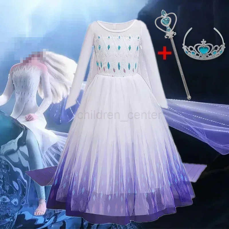 Disney Girl Princess Dress Children Cinderella Snow White Aurora Sofia Long Hair Princess Halloween Costume Childrens Birthday Party Dress W20250421