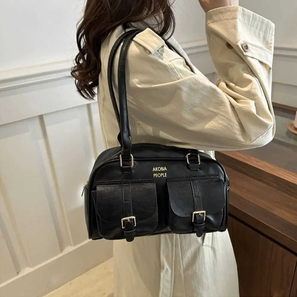 Retro Solid Color Crossbody Bags Luxury Design High-capacity Satchel Hobo Bag PU Underarm Bag for WomenT251122