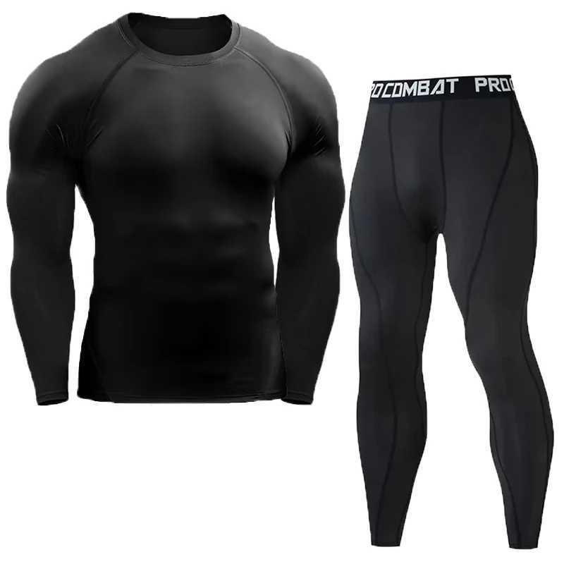 Mens compression set mens sportswear gym fitness set training jogging exercise tight fitting clothing W250421