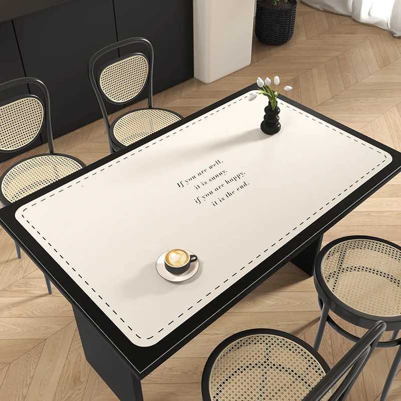 French Pastoral Leather Tablecloth Simple Print Exquisite Tea Table Cloth Home Decor Waterproof Non-slip Leather Table Mats C2511221