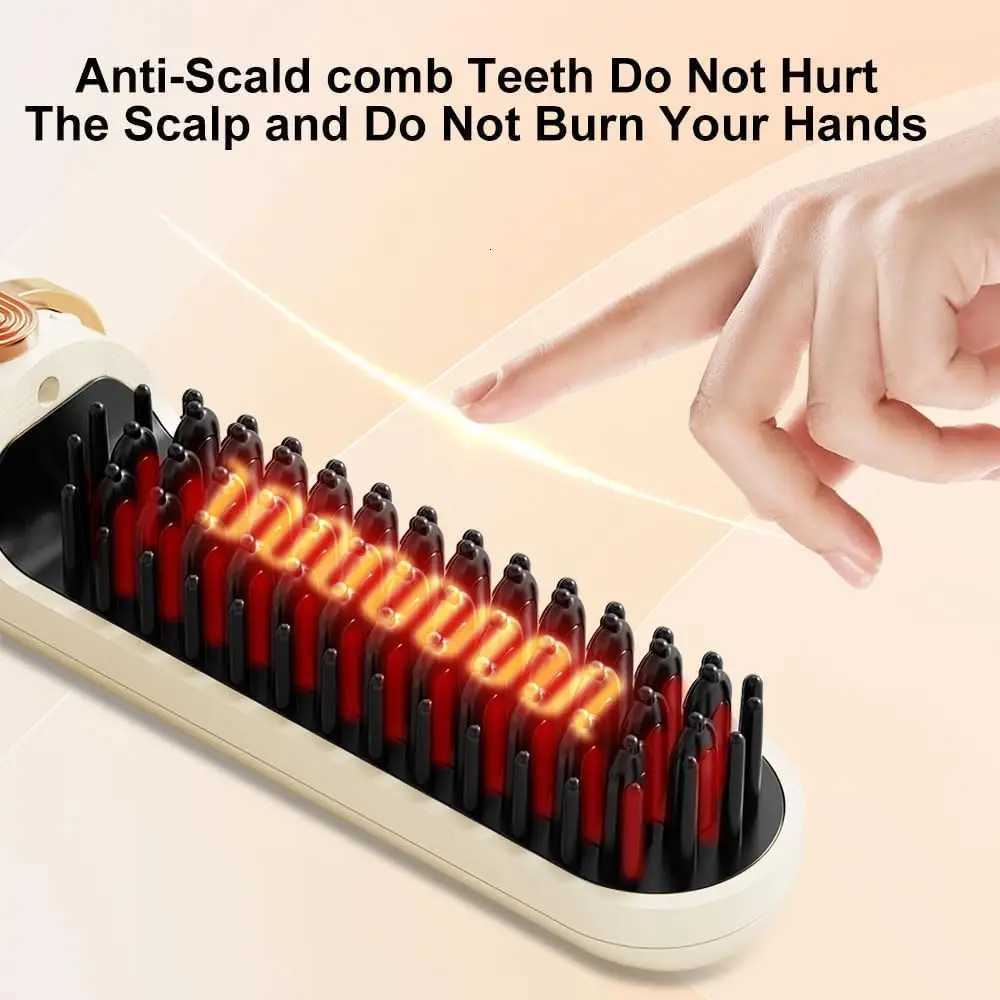 Straight Hair Comb Electric LCD Ceramic Heating Portable Negative Ion Styling Tool 4 Temp Settings 140-200 Straightening CombT251122