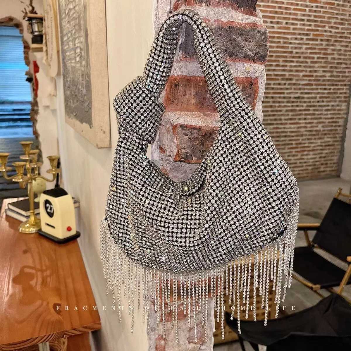Luxury Glitter Tassel Womens Handbag Crystal Shiny Rhinestone Diamond Evening Bag Wedding Party Clutch Purse Shoulder Bag K251121