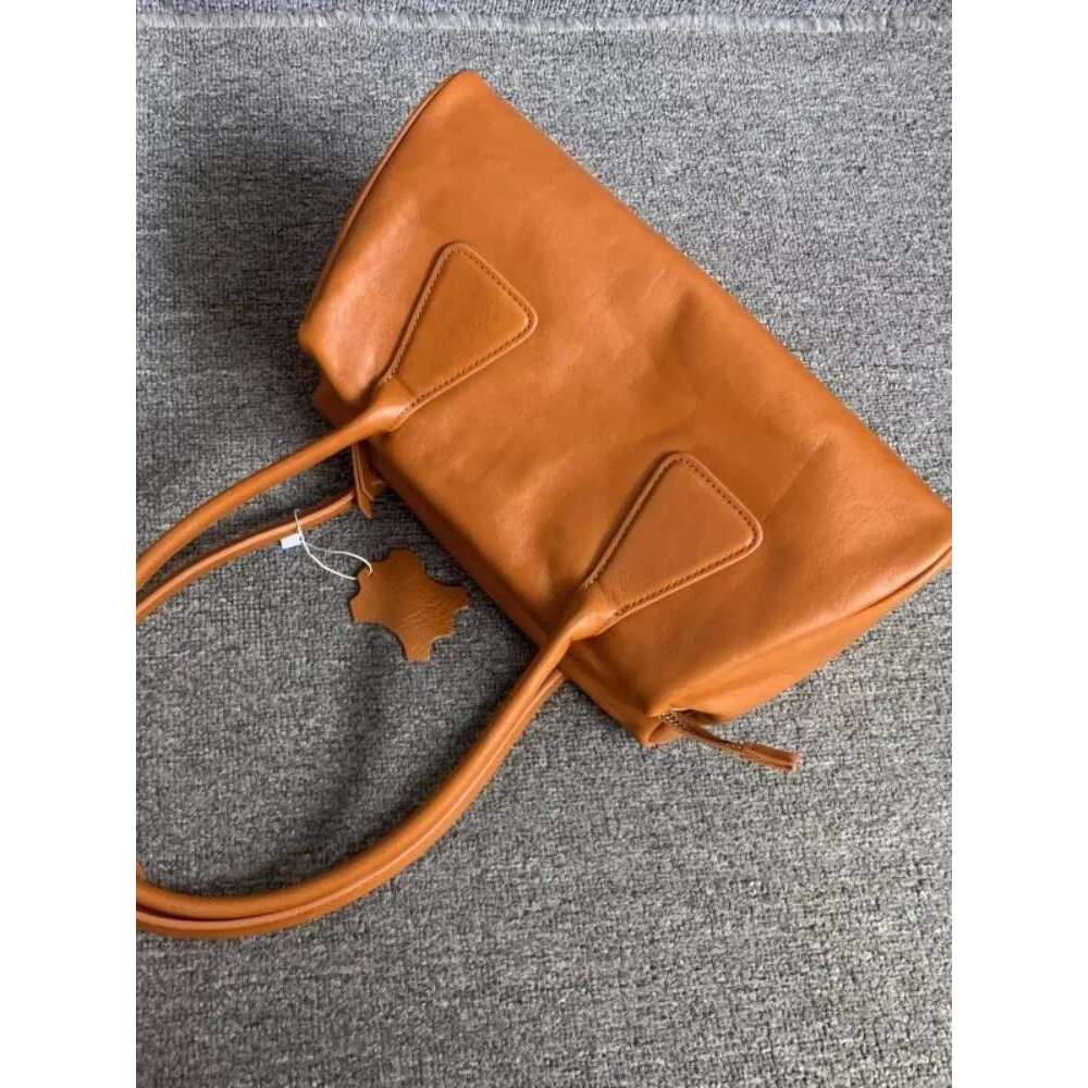 Genuine Leather Handbag Women Designer Single Shoulder Bag Zipper Solid Color Office Ladies Elegant Vintage Cowskin Armpit Bags Bag