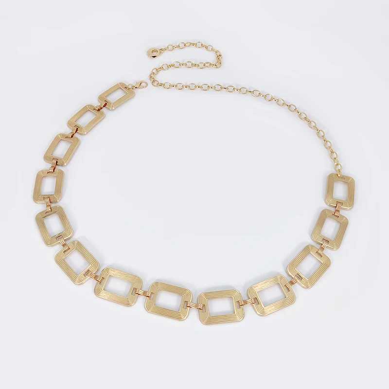Street 1pc Versatile Hollow Out Square Shaped Metal Waist Chain For Women Fashionable Summer for Skirt Or Jeans J251122